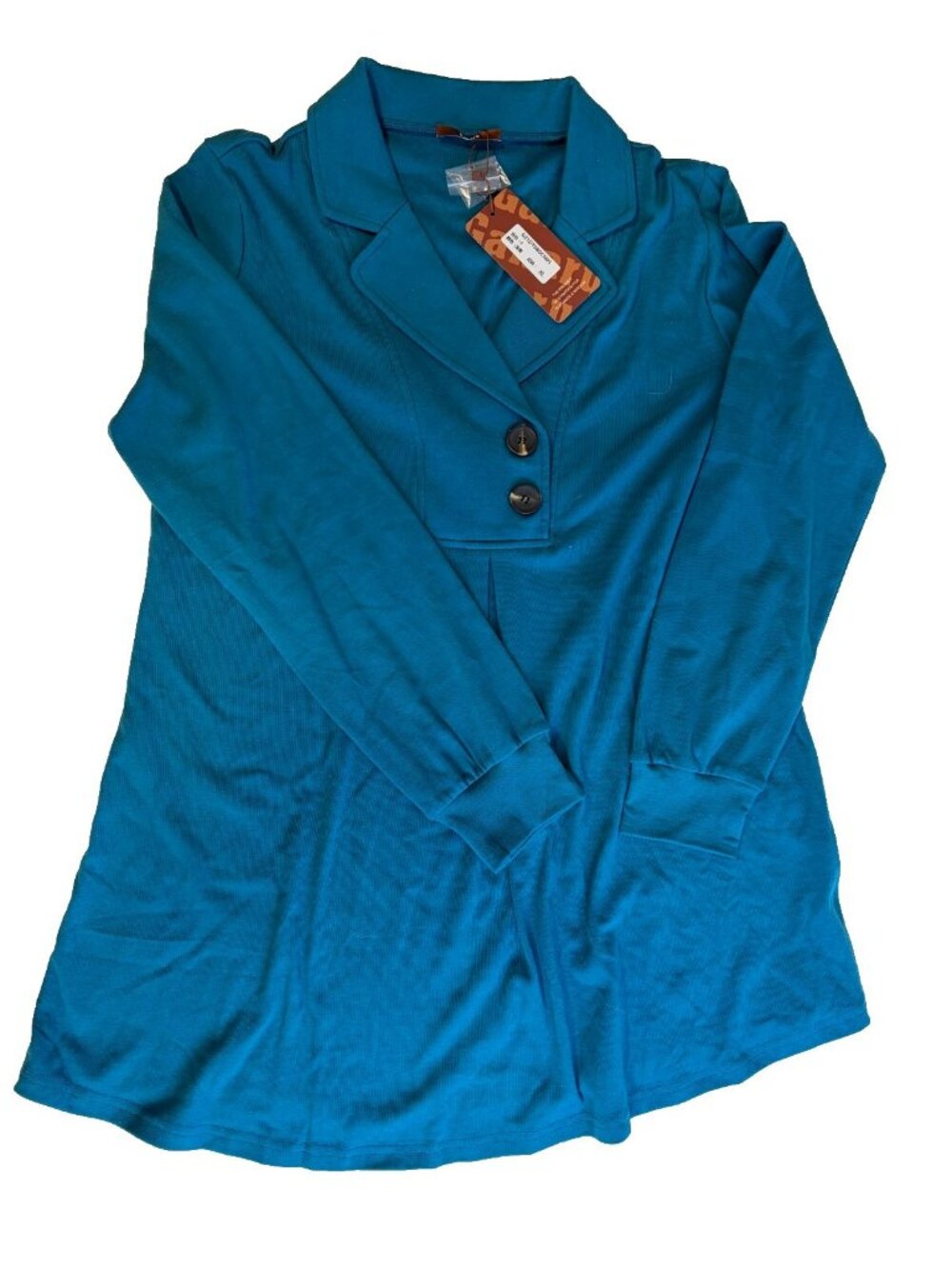 Gaharu Women's Blue Collared Long Sleeve Shirt W/ Buttons Size XL NEW